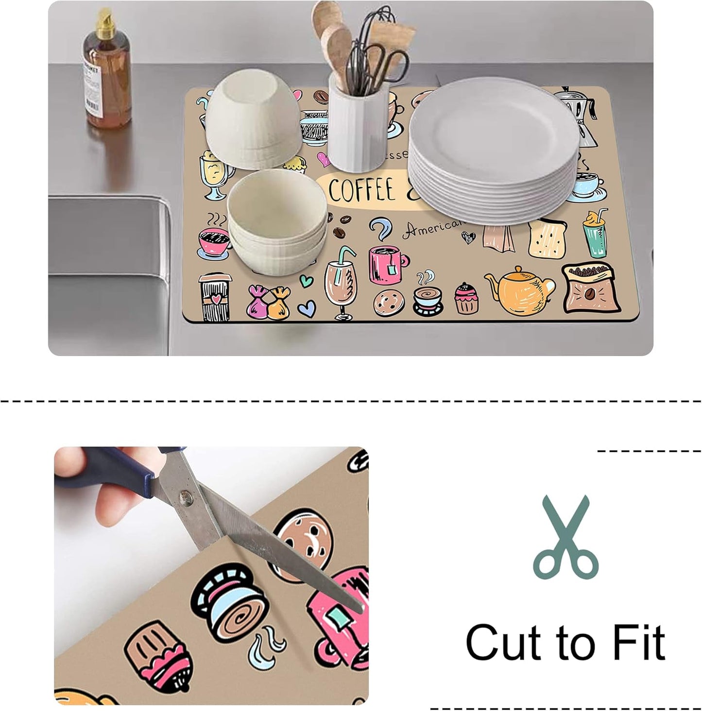 Fun Coffee Machine Mat-Espresso Tray for Coffee Bar Under Coffee Pot Mat, Coffee Maker Mat for Countertop, Dish Drying Mat, Coffee Mat, Absorbent Mat, Kitchen Counter Drying Pad