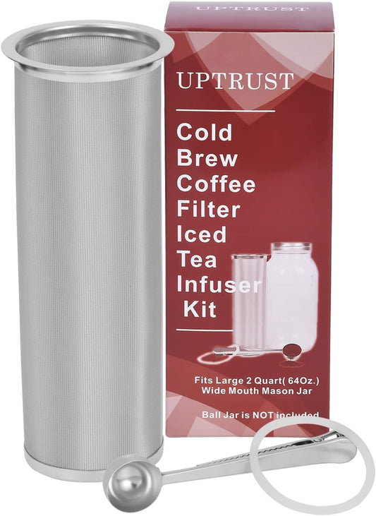 UPTRUST Cold Brew Coffee Maker Filter for 2Quart/64ounce Wide Mouth Mason Jar-Iced Coffee&Tea&Fruit Maker (Jar NOT Included)
