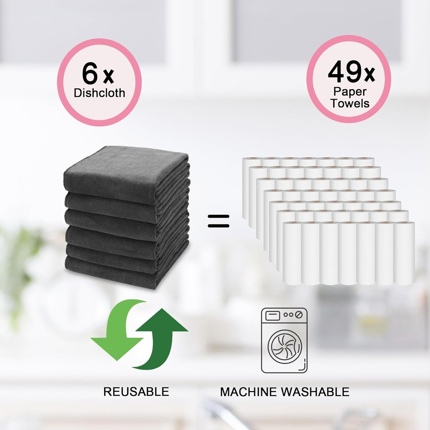 kimteny 13x28 Inches Kitchen Cloth Dish Towels, 400 GSM Premium Dishcloths, Super Absorbent Coral Velvet Microfiber Cleaning Cloths, Fast Drying Rags for Washing Dishes (6 Pack, Dark Grey)