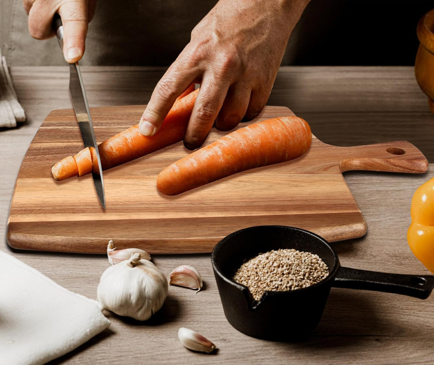 Large Wooden Charcuterie Boards Acacia Wood Cutting Boards for Kitchen Meat Chopping Board Bread Serving Cheese Board Decorative Big Cutting Board With Handle Butcher Block Food Tray Cheese Platter