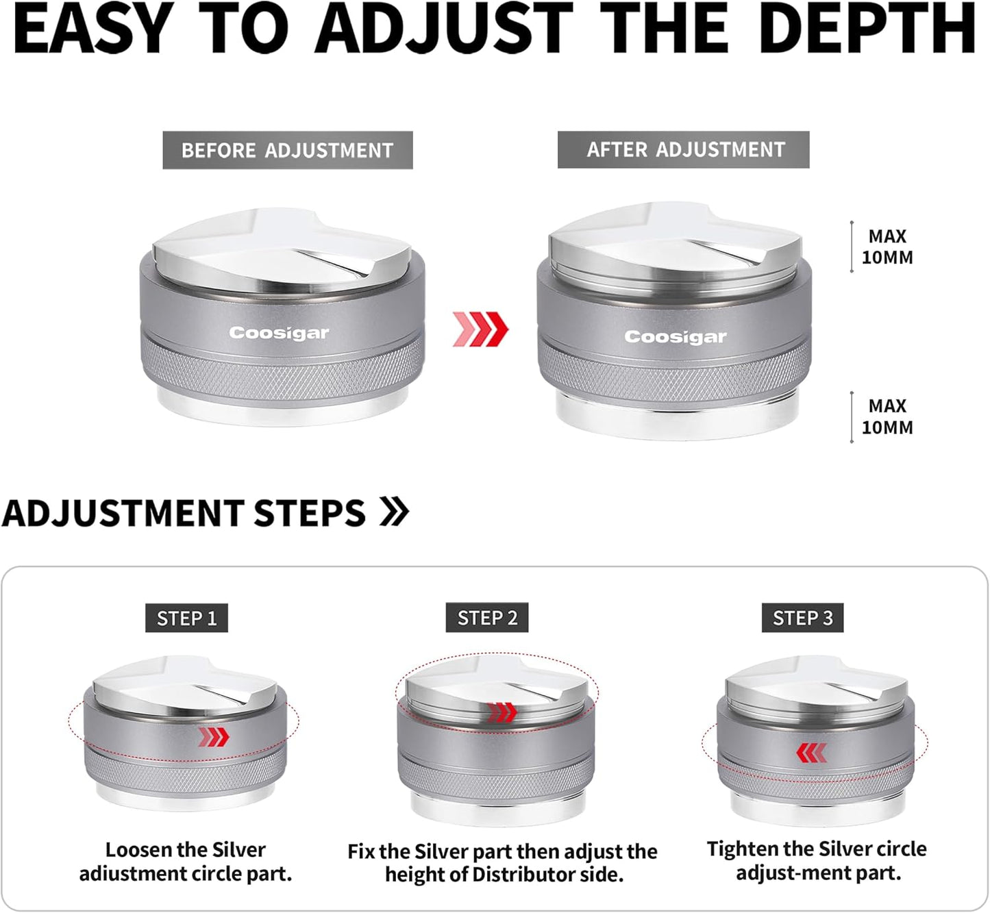 58mm Coffee Distributor and Tamper,Dual Head Coffee Leveler Fits for Gaggia E61 58mm Portafilter,Professional Espresso Hand Tamper.(Silver)