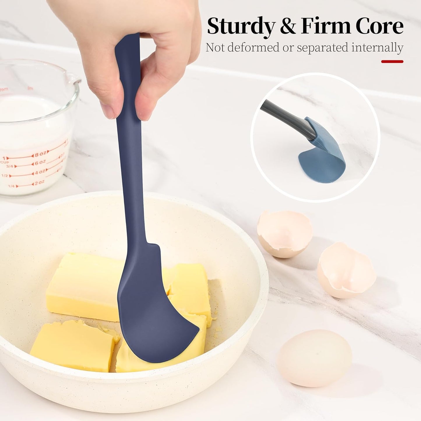 600ºF Heat Resistant Spatula, 11.34 inch High Heat Food Safe Semless Kitchen Silicone Scraper for Cooking Baking Mixing Scraping Stirring Nonstick Cookware Pan Bowl (Midnight Blue)