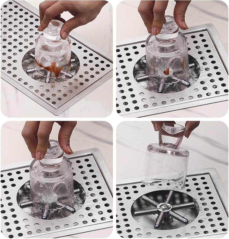 BRONCHO 24" x 8" High-Pressure Automatic Cup Washer | 304 Stainless Steel Sink Rinser with Integrated Drip Tray | for Commercial & Home Use