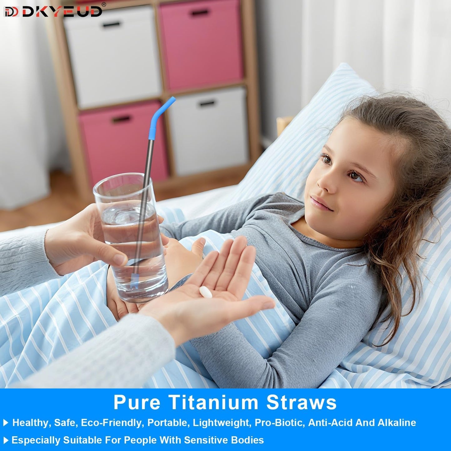 Quality Upgraded 8.5In Medical Grade Pure Titanium Straw Set 1PCS, Corrosion Resistance, No Metal Flavor, BPA Free, Eco-Friendly Metal Straws Reusable, Lightweight,Suitable For Sensitive Bodies