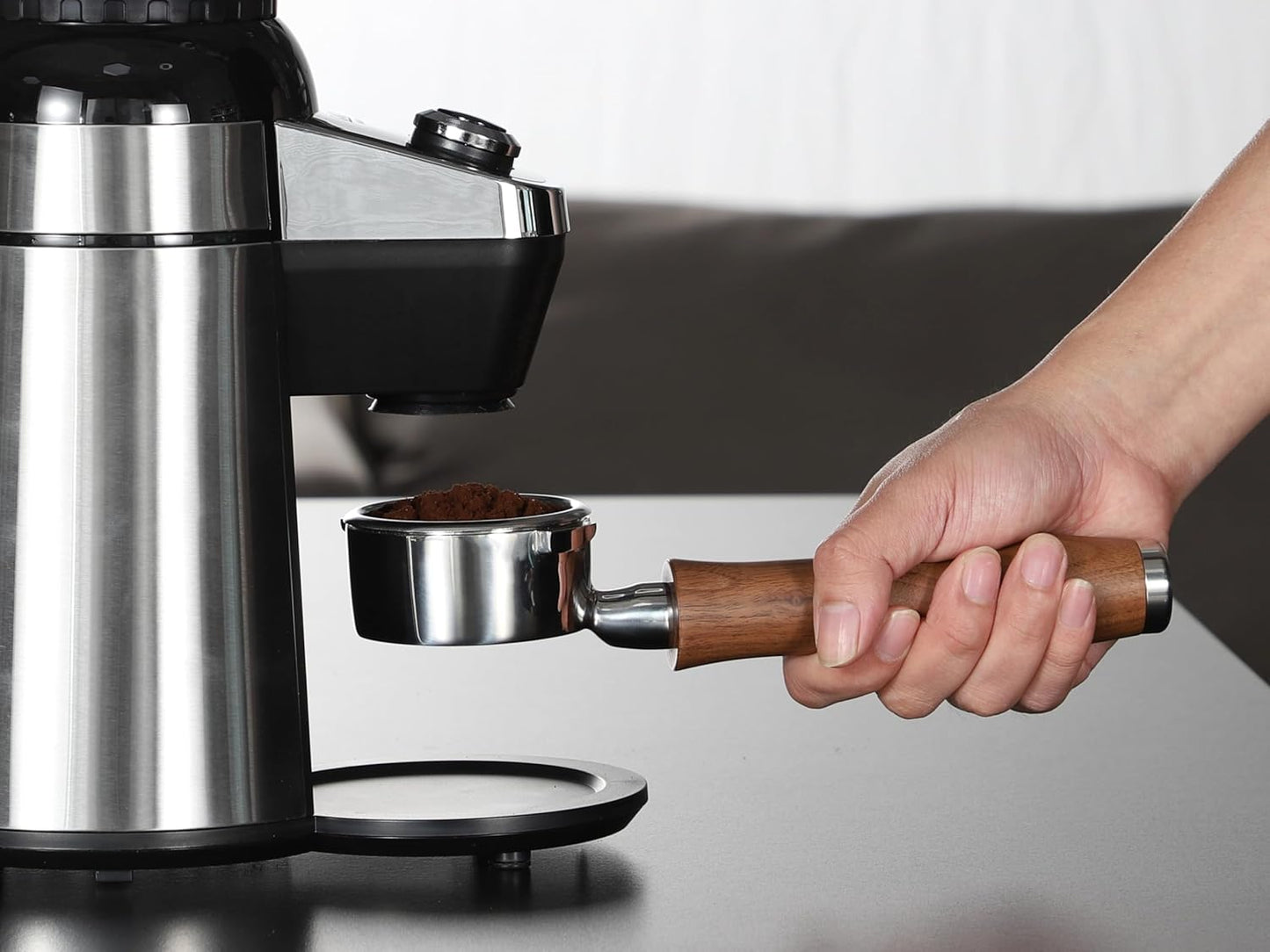 58mm Bottomless Portafilter | Fits for Gaggia machines| Stainless Steel portafilter and Walnut wood Handle|Espresso Machine Accessories(Walnut)