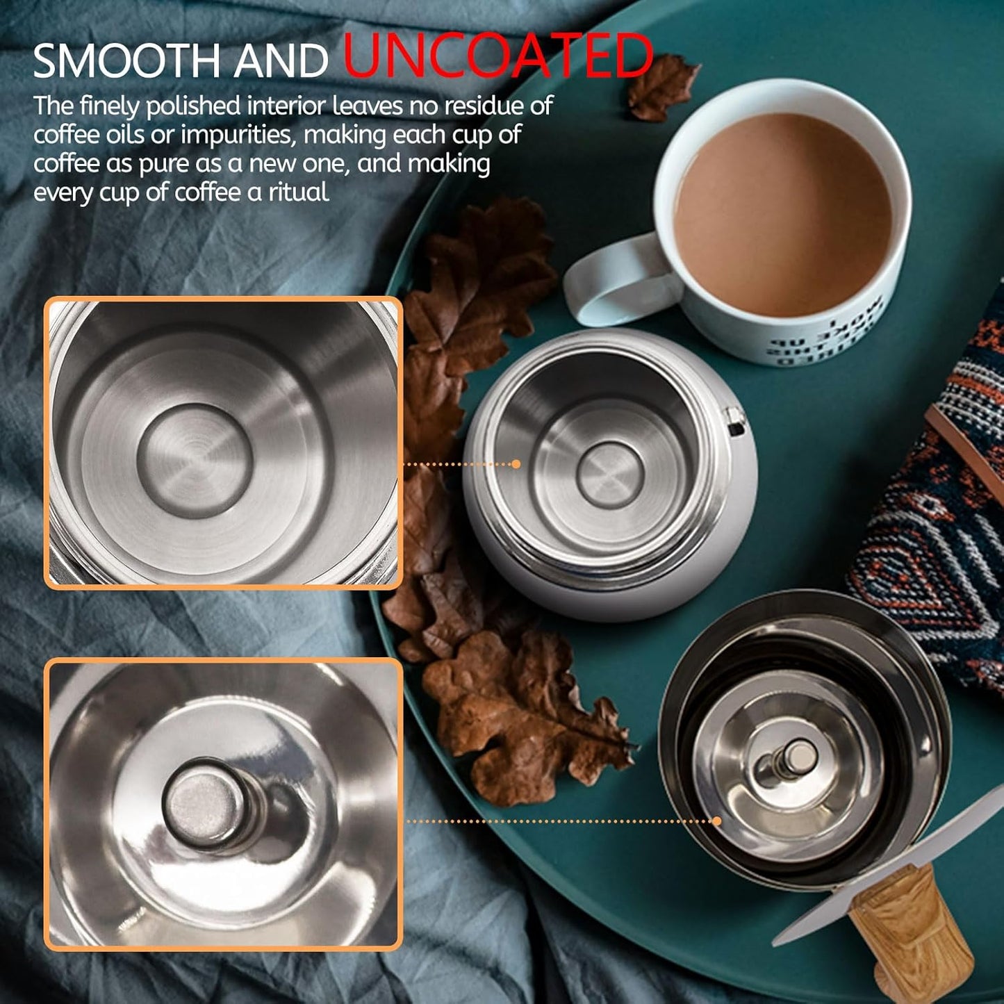 Uncoated 2 Cup Moka Pot 304 Thickened Stainless Steel Coffee Maker Stovetop Espresso Coffeemaker Italian Classic Style Brewing Greca Cafe Mocha Machine for Cafeteras Camping Travel Home 100ml 3.3oz