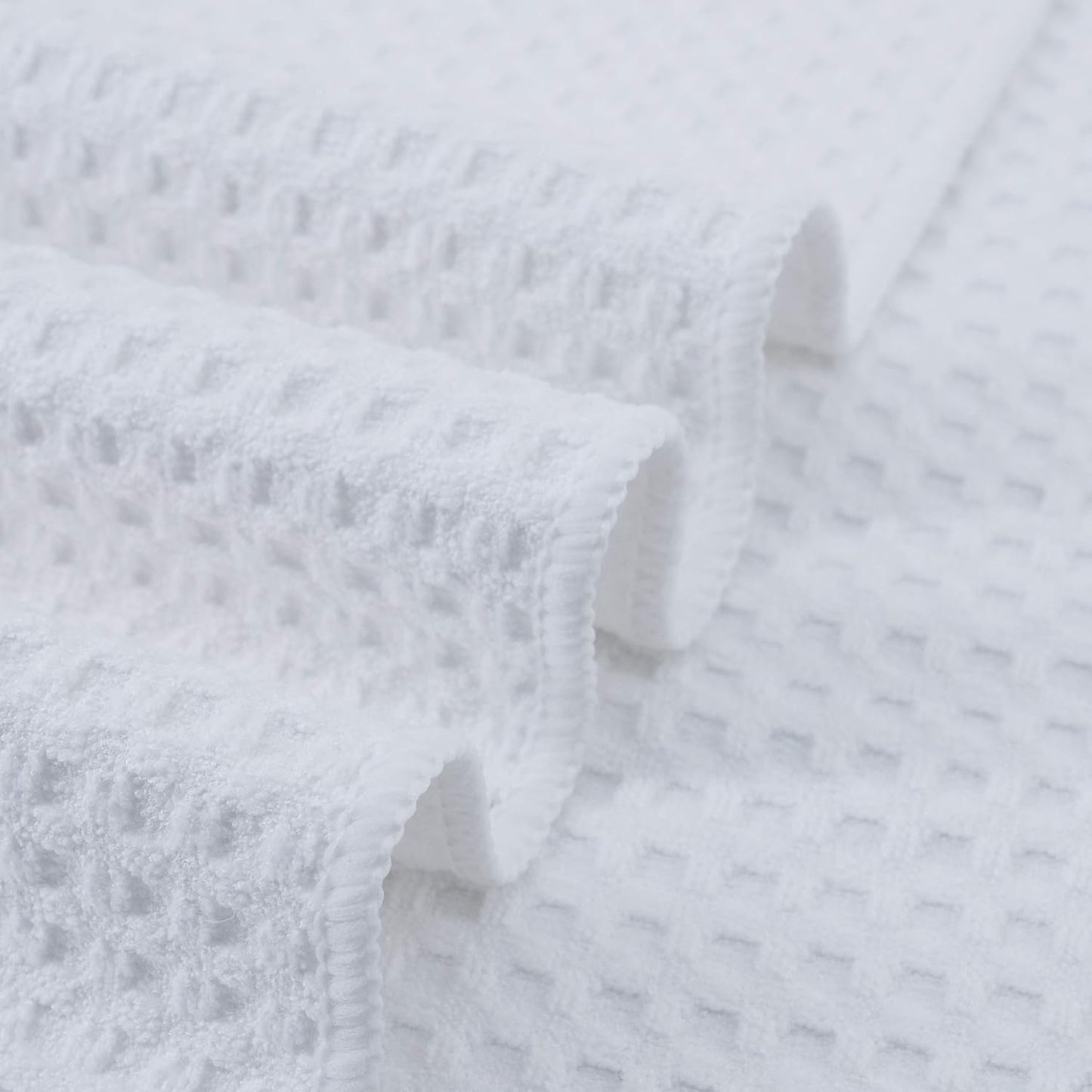 POLYTE Ultra Premium Microfiber Kitchen Dish Hand Towel Waffle Weave, 8 Pack (16x28 in, White)