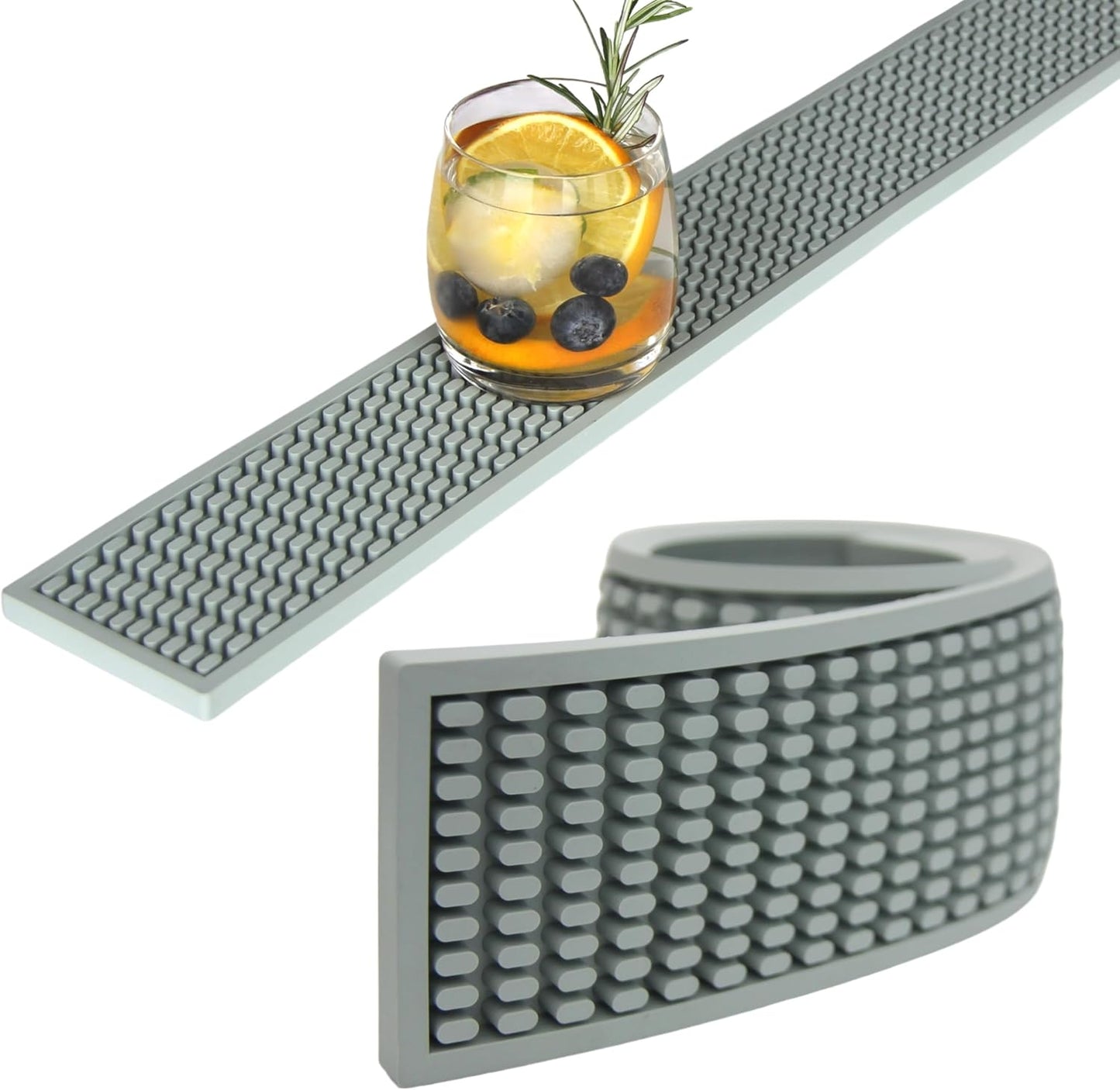 Bar Rail Mat 24x3. Non-Slip Serving Rubber Bar Mats for Countertop. 0.4" Thick Large Bar Service Spill Mat for Bartending, Restaurants, Coffees & Home Kitchen.