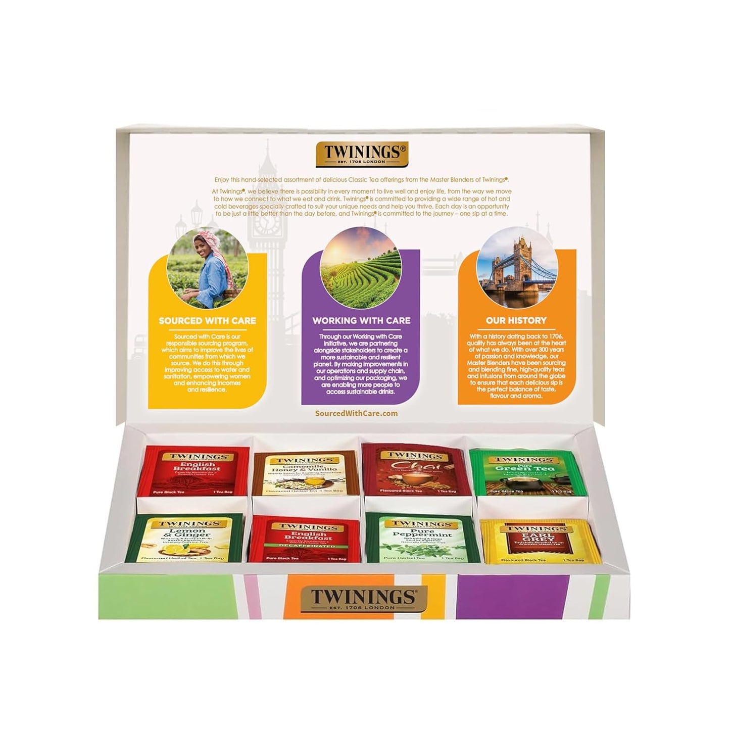 Twinings Tea Classics Collection Gift Box Variety Sampler, 48 Tea Bags (Pack of 1), Enjoy Hot or Iced, Includes Black, Herbal, Green, & Chai Teas