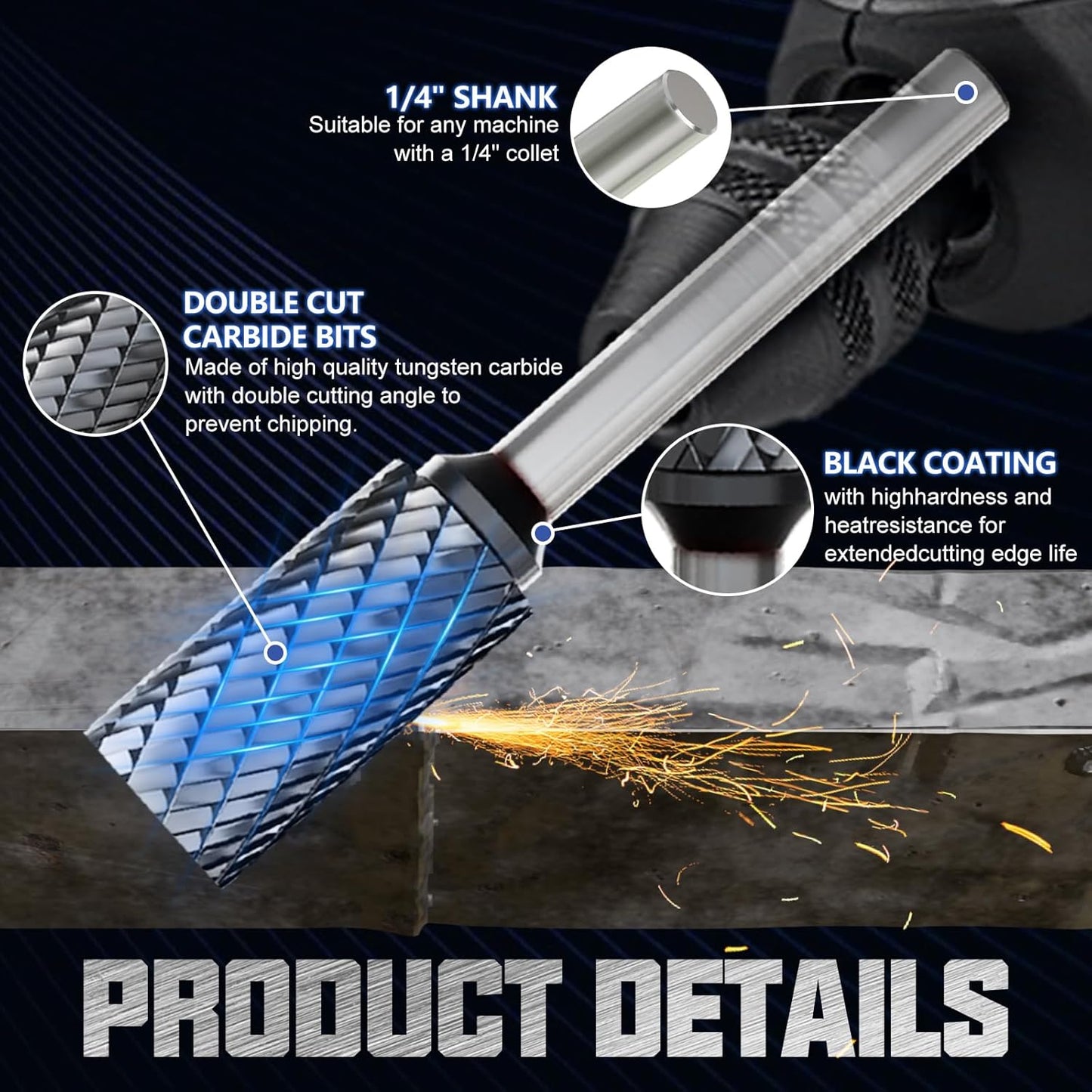 CATITO Cylinder Die Grinder Bit, Cut Carbide Rotary Burr for Steel, Wood and Metal Working, Engraving, polishing and Cleaning
