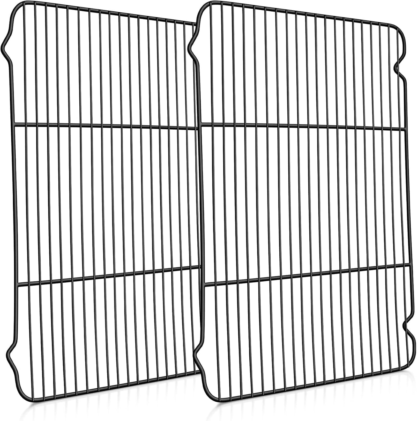 P&P CHEF Cooling Baking Rack Pack of 2, Stainless Steel Cooling Racks for Cooking Baking Roasting Grilling Drying, Dense Wires & Smooth Edge, Easy to clean, Black, 16.6" x 11.5"