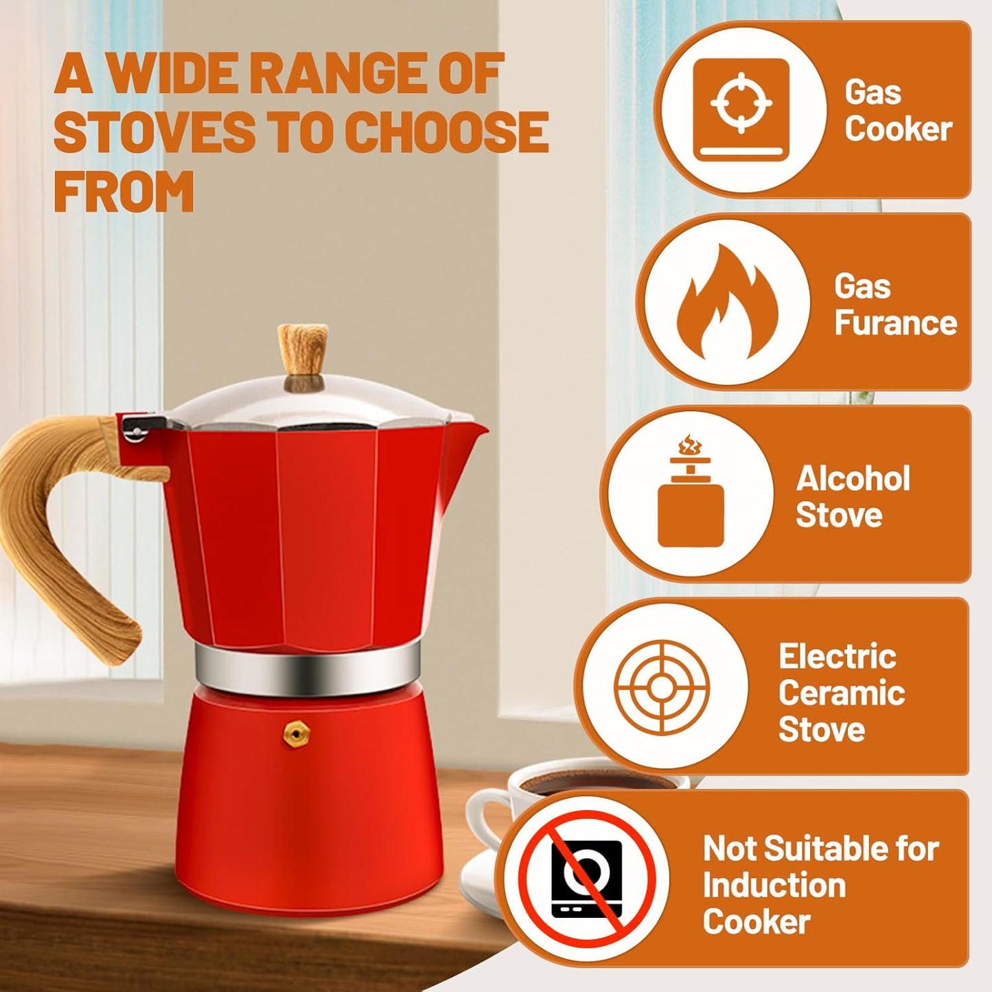 12 Cup Aluminum Espresso Stovetop Moka Pot Express Coffee Maker Percolator Italian Classic Mocha Coffee Machine for Italian and Cuban Cafe Brewing for Home & Camping 600ml 20oz