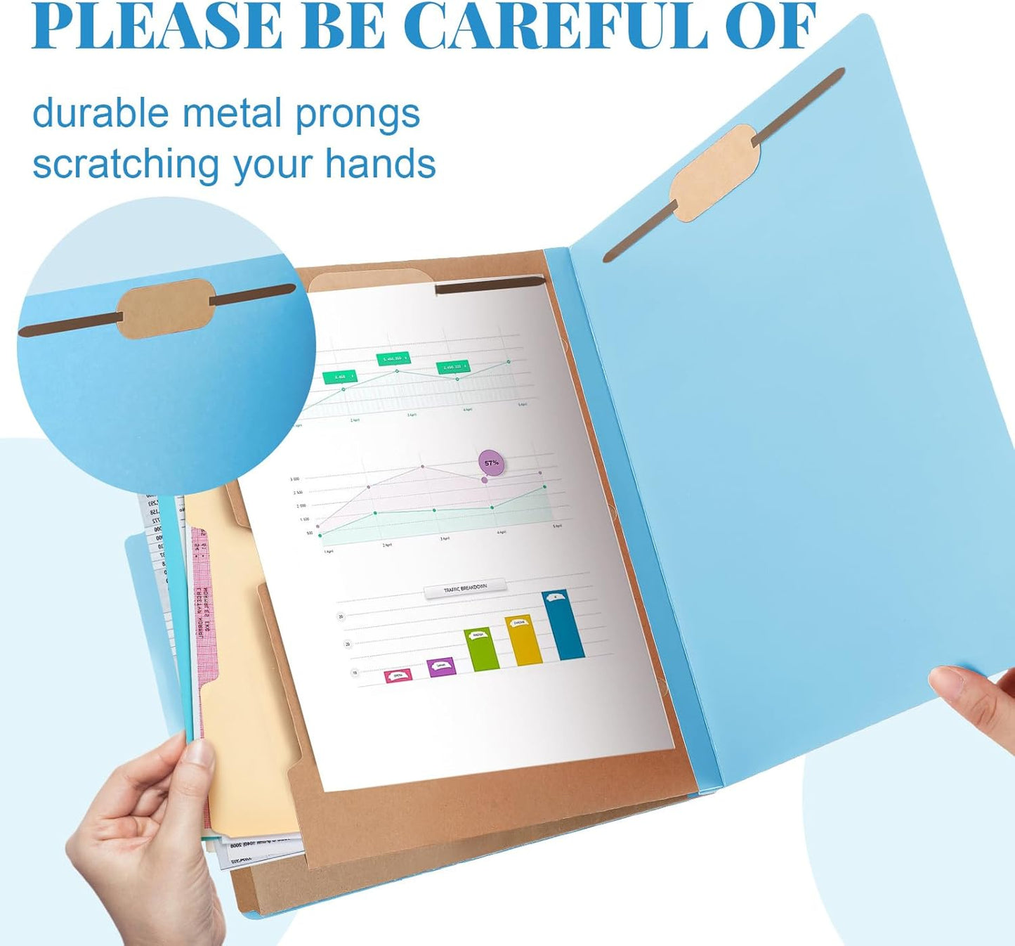 36 Pcs Classification Folders Letter Size, Back to School Supply for Teacher, Student, 2 Pocket Dividers Pressboard File Folder Bulk with 2 Fasteners, 2 in Expanding File Organizer (Blue)