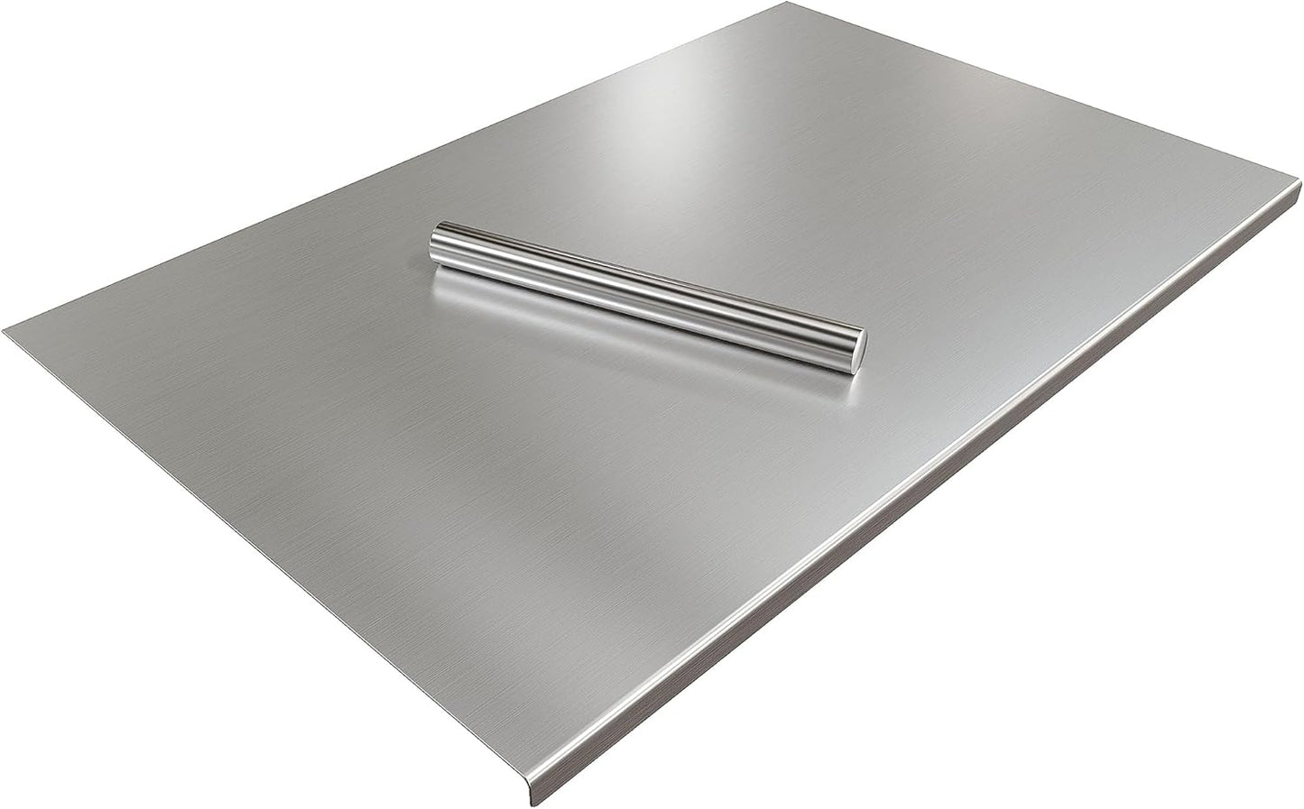 Stainless Steel Cutting Board with Lip 31.5" L X 22.8" W Large Cutting Board Metal Baking Board Non Stick Thick Board with Rolling Pin for Meat Fruits Vegetables Bread and Baking