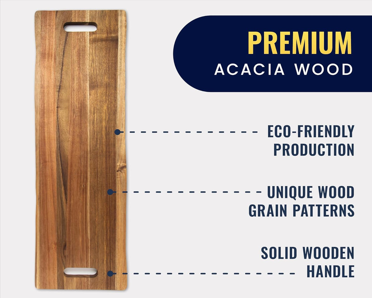Comfify Extra Large 35" Acacia Wood Charcuterie Serving Board - Premium Wood Grain - Gourmet Meals, Cheese Platters, Appetizers, Dining Table, Kitchen, Patio, BBQ - Serve Chic, Feel Elegant