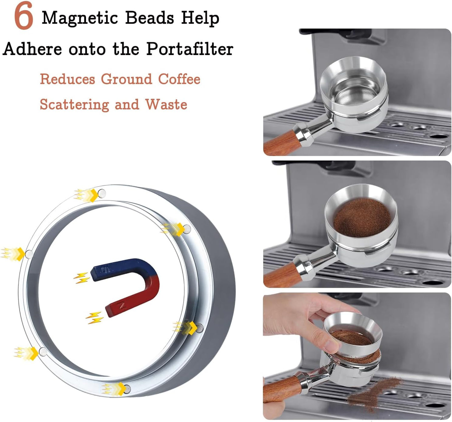 58mm Espresso Tamper Set - Spring-loaded Coffee Tamper, Adjustable Depth Espresso Distributor Leveler, Magnetic Dosing Funnel Aluminum Metal, Reusable Puck Screen, Fit for 58mm Portafilters