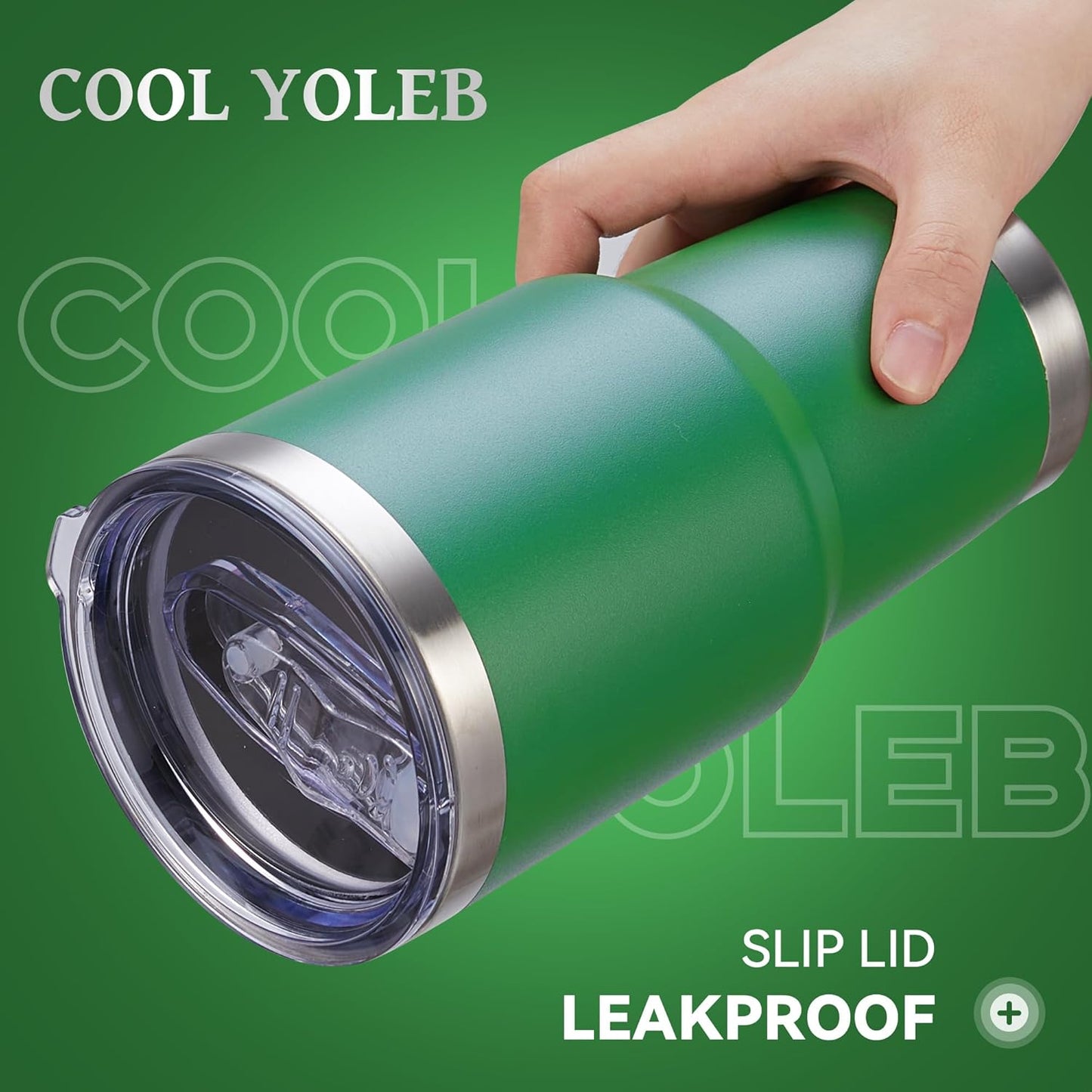 30 oz Tumbler with Lid Stainless Steel Tumblers Vacuum Insulated Cup Reusable Powder Coated Travel Mug Double Wall Leak Proof Portable Cups Keep Cold Drinks for 12 Hours, Dark Green, 1 Pack