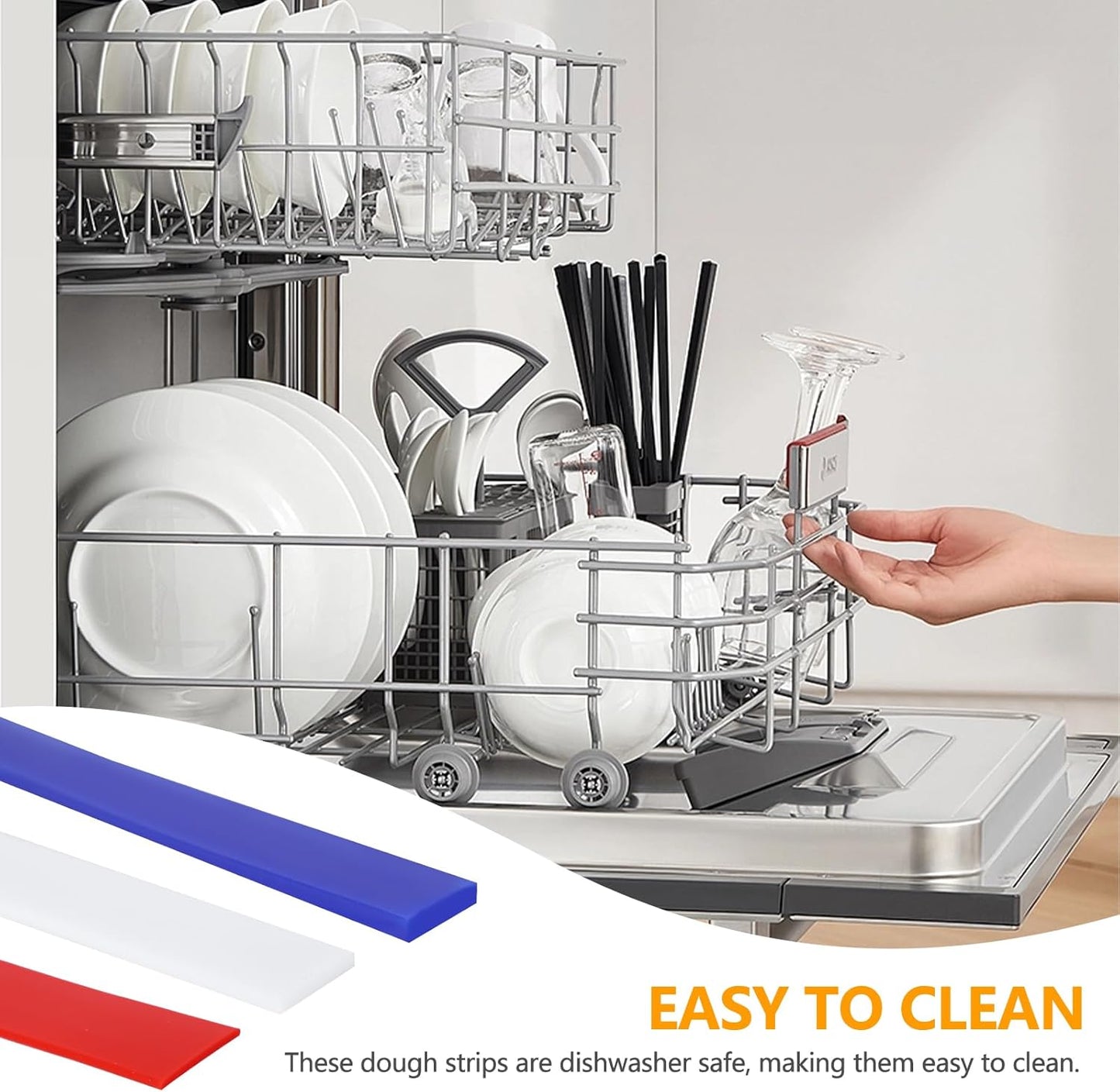 6Pcs Silicone Rolling Pin Guides - Perfect Dough Leveler Sticks for Precision Baking - Food Grade Silicone Strips for Thickness Guide