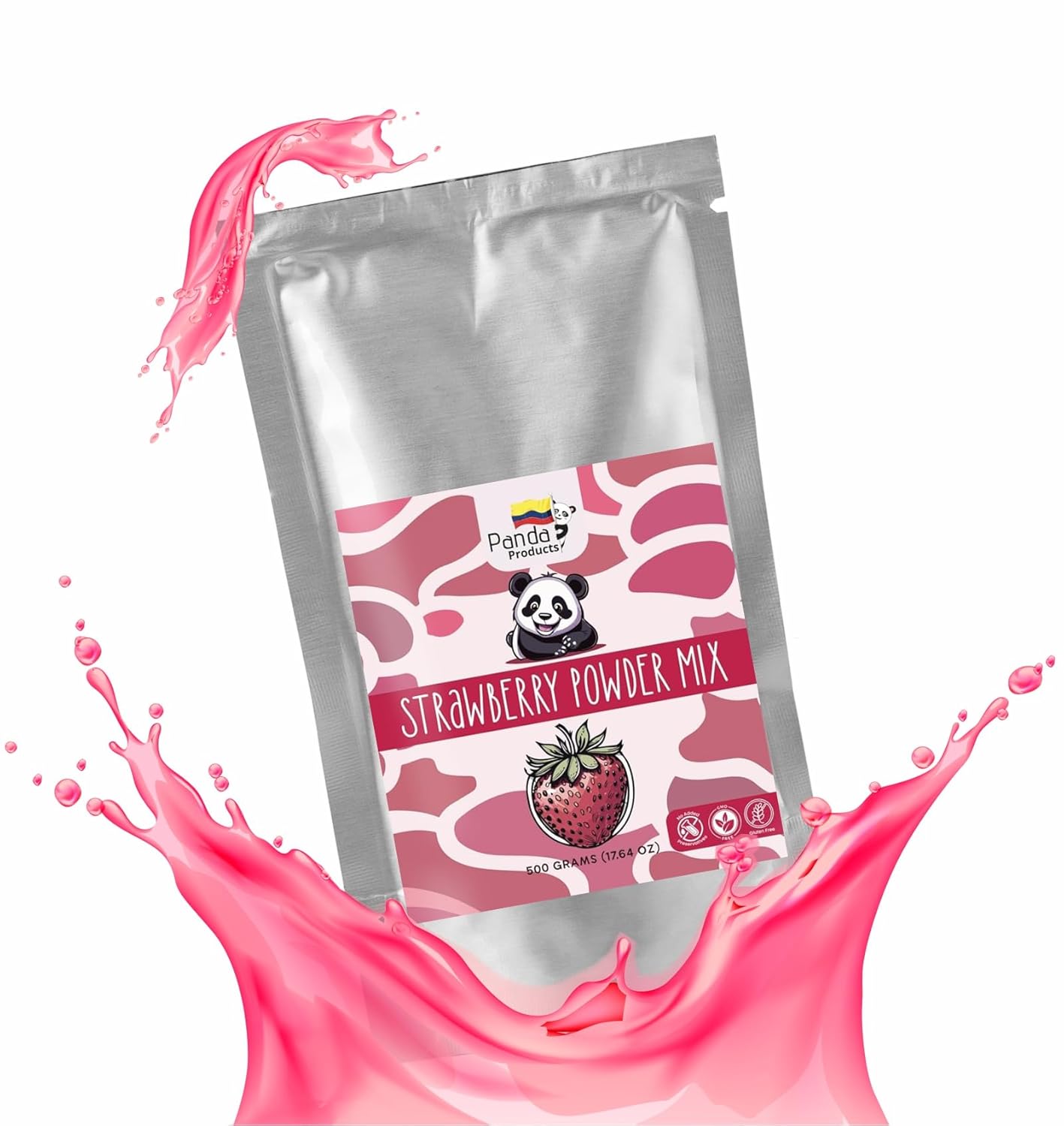 Panda Products Strawberry Powder – 17.64 oz | Premium Flavored Powder for Bubble Tea, Smoothies, Slushes, Milkshakes & Desserts