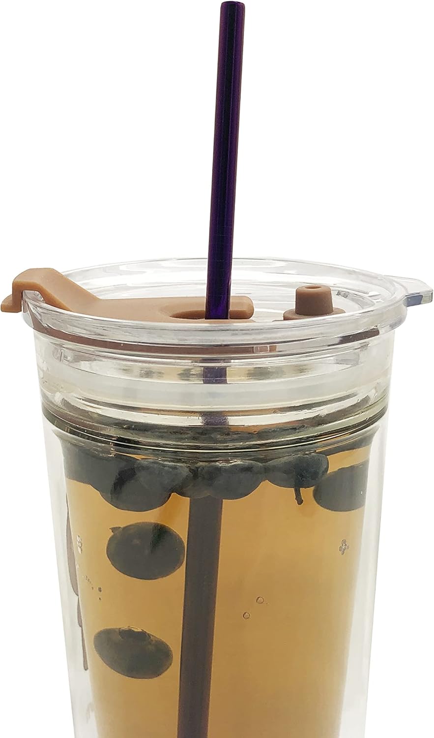 10 Pcs Stainless Steel Straws, Reusable Drinking Straws, Straight Metal Straw Sets with 2 Pcs Cleaning Brushes (10.5 Inch, Purple)