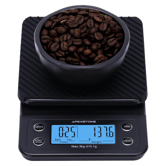 Coffee Scale with Timer Small, Apexstone Espresso Scale with Timer Small, Espresso Coffee Scale with Timer for Pour Over Coffee (Batteries Included)