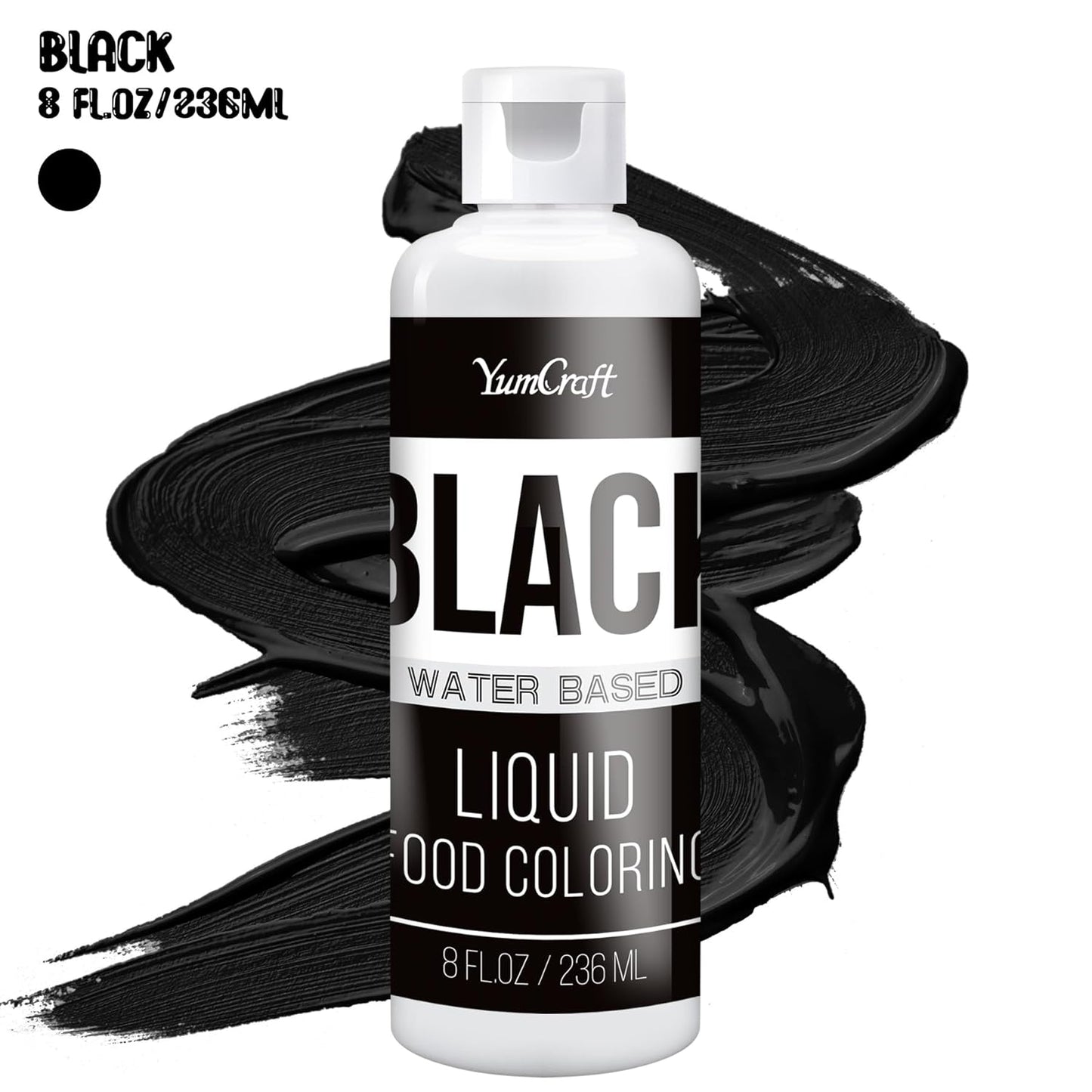 Food Coloring Liquid - Vibrant Color Food Coloring for Cake Decorating, Baking, Easter Egg, Icing - Tasteless Food Color Dye for Fondant, Cooking, Slime, Airbrush (Black, 8 Fl.oz)