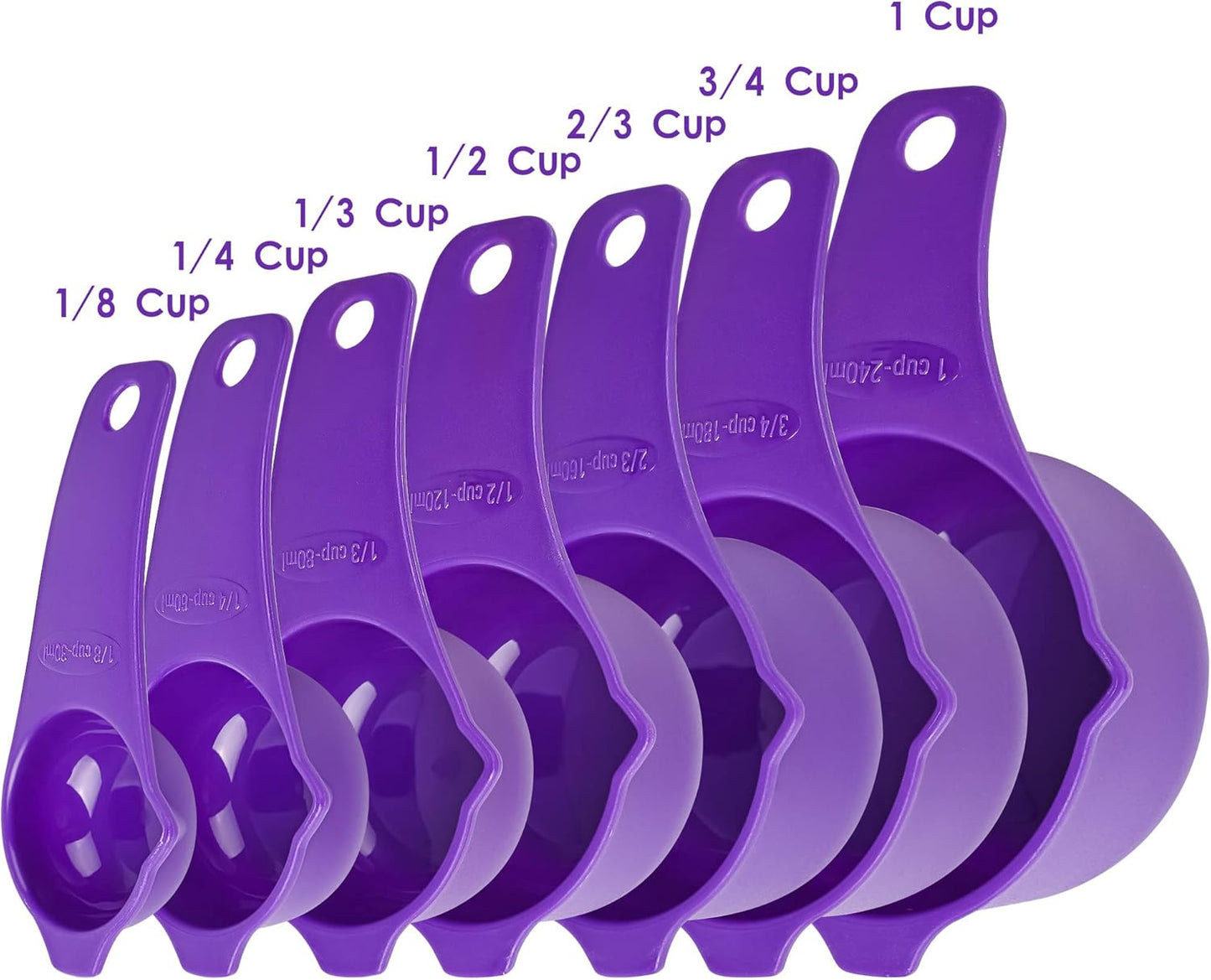 Plastic Measuring Cups and Spoons Set 15, 7 Dry&Liquid Measuring Cup Spoon Set, 7 Spice Long Handle Measuring Spoons with 1 Leveler for Kitchen and Baking, Metric Measure Cups & Spoons Purple