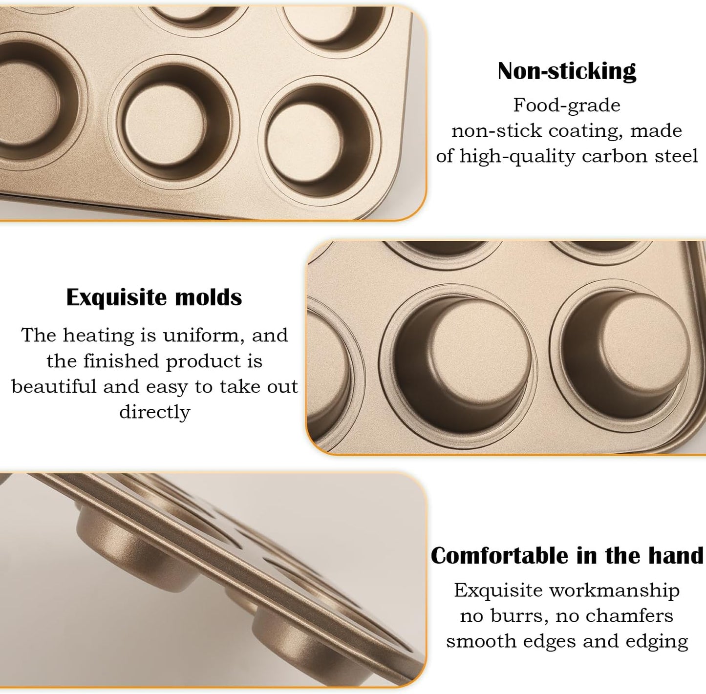 Nsmykhg 24-Cup Nonstick Mini Cupcake & Muffin Pans - Carbon Steel Baking Pans, 3 Pack, Durable Muffin Tin, Easy to Clean, Perfect for Baking Cupcakes & Mini Muffins, Oven Safe, BPA-Free