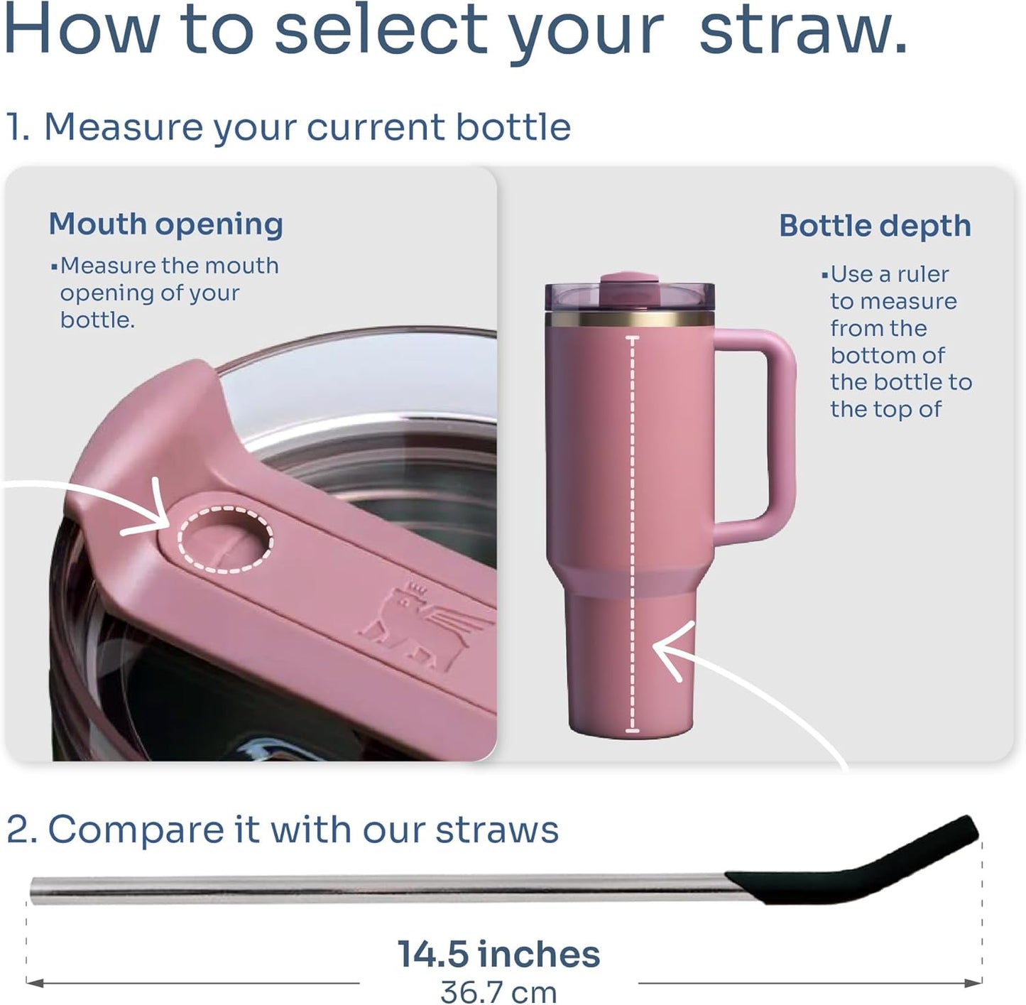 purifyou 14.5 inches Extra Long Stainless Steel Drinking Straws with Silicone Tips, Reusable Metal Straws for Tumblers, Smoothies, Milkshakes (Set of 2 with 2 Extra Silicone Tips, Assorted Colors)