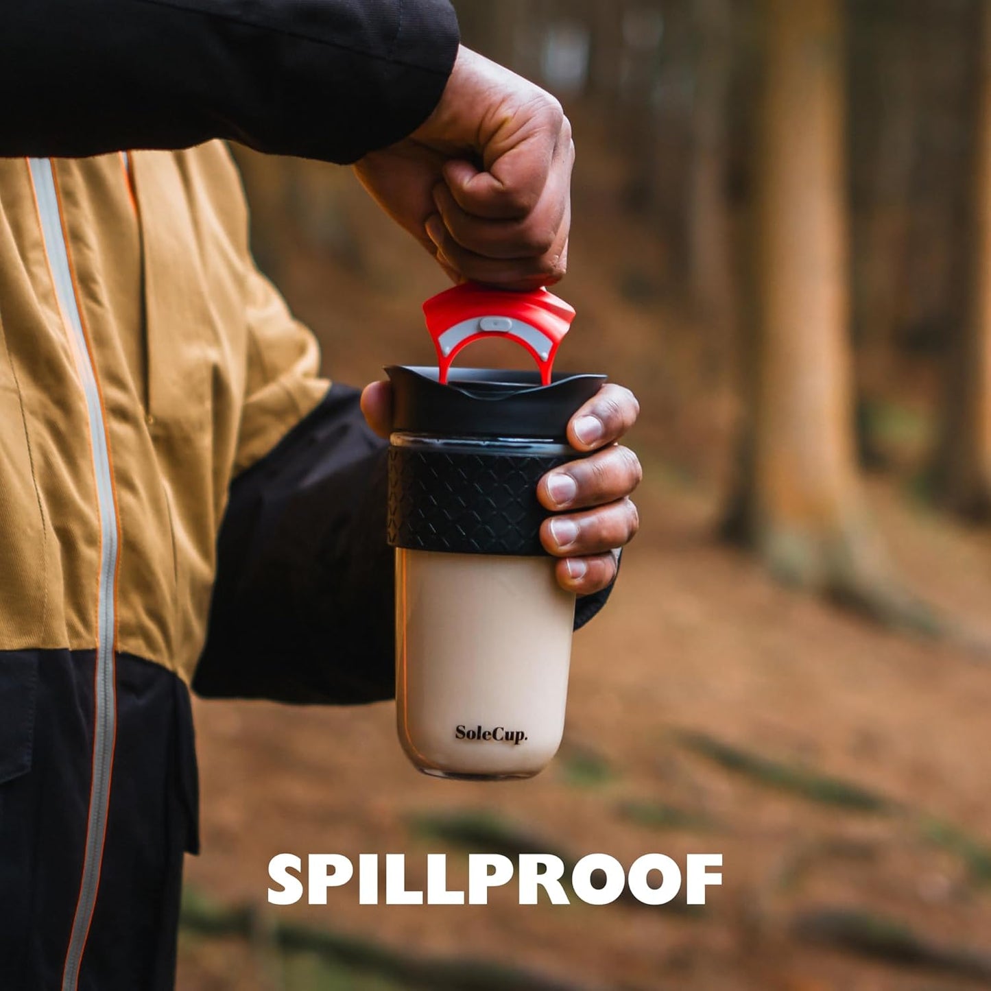 Large Travel Mug Loose Tea Infuser - Detachable Tea Strainer with Spill Proof Lid - 18oz/530ml BPA-Free Reusable Glass Travel Coffee Cup with Silicone Band (Grey and Blue)