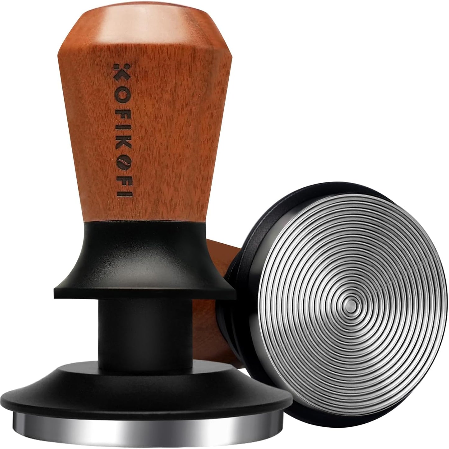 58mm Espresso Tamper, Coffee Tamper with 30lbs Spring Loaded, Espresso Coffee Tamper with Stainless Steel Ripple Base and Rosewood Handle Fits for E61,Breville and All 58mm Espresso Machines