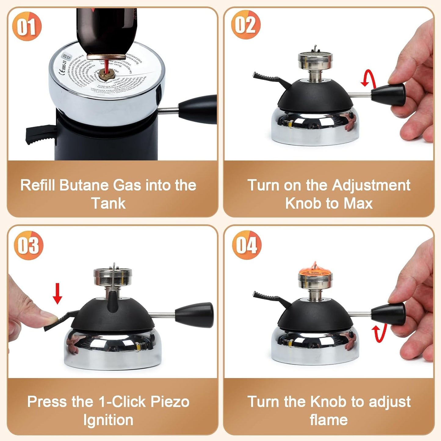 BLUEFIRE Butane Mini Burner for Tabletop Coffee Siphon Syphon/w Furnace Stand and Assembly Rack Ceramic Windproof Torch Head Portable Cooking Stove Espresso Maker Chafing Soup Tureens Fondue Bunsen