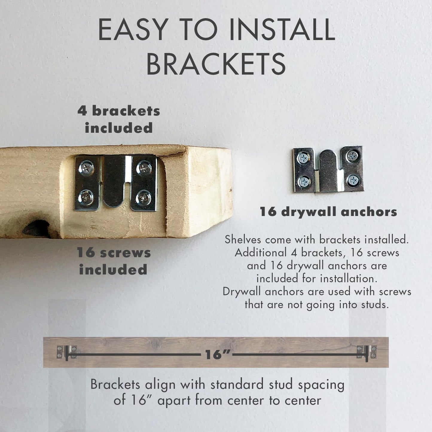 Urban Legacy Reclaimed Barnwood Planks | Floating Shelves for Wall w/Flush Mount Shelf Bracket Set Included | Set of 2 (Coffee Bean, 48" x 4.5" x 2")