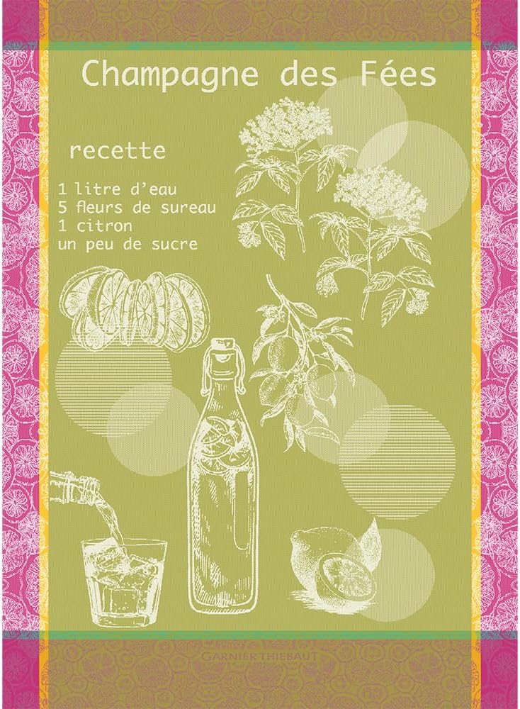 Garnier Thiebaut Champagne Des Fees Mousse (Fairy Champagne) French Kitchen Towel 22"x30", Cotton, Jacquard