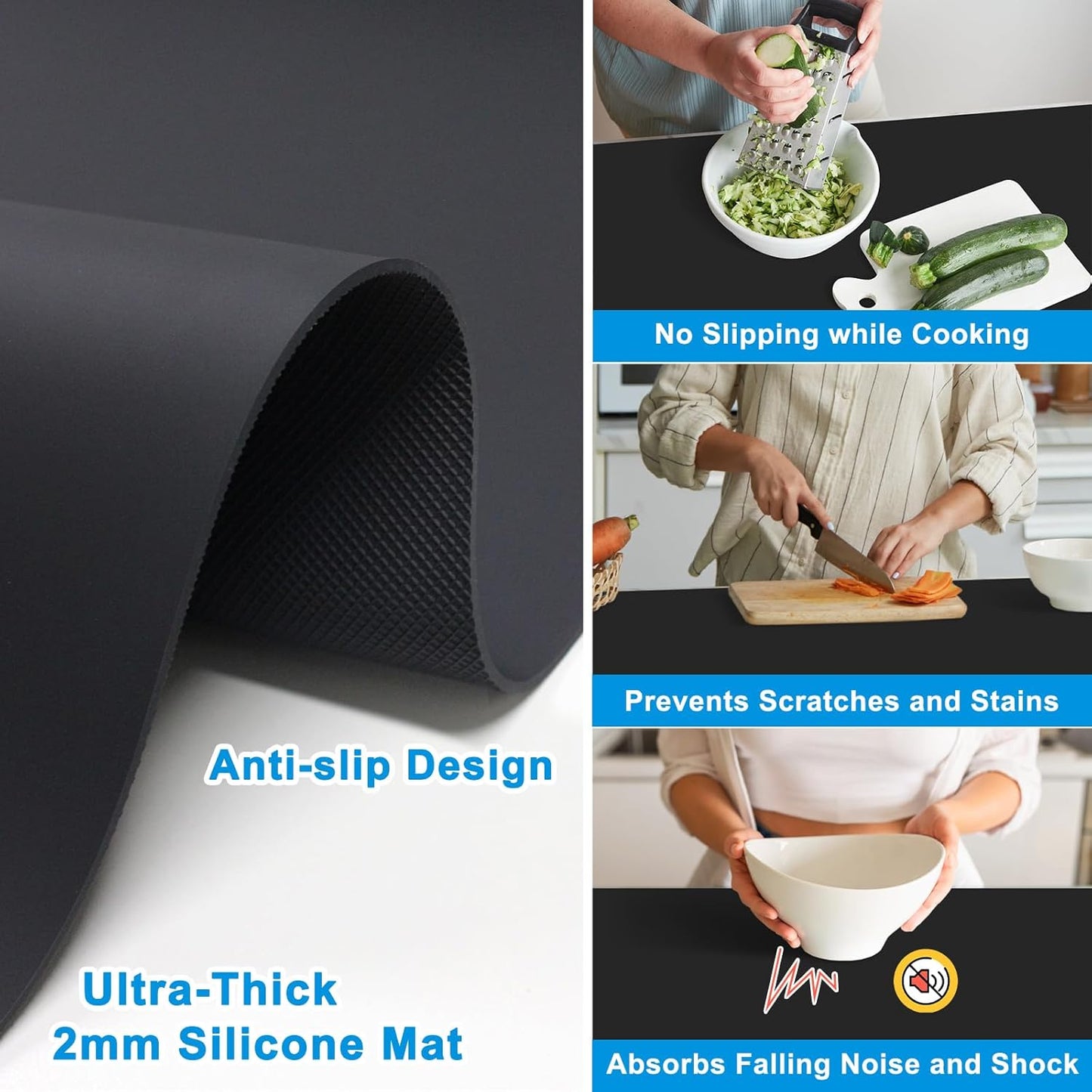 AECHY Extra Large Silicone Mat 78.74”x19.69”x0.08”, Multipurpose Silicone Mat Thick Heat Resistant Mat Shipped Rolled Up Kitchen Counter Mat Nonslip Silicone Mats for Kitchen Counter Translucent