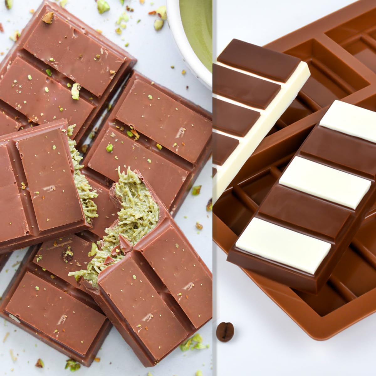 Chocolate Bar Mold, Deep Silicone Bar Mold for Stuffed Chocolate Bar, Wax Melt, Candy Bar Mold 1 Pack (5 Snap)