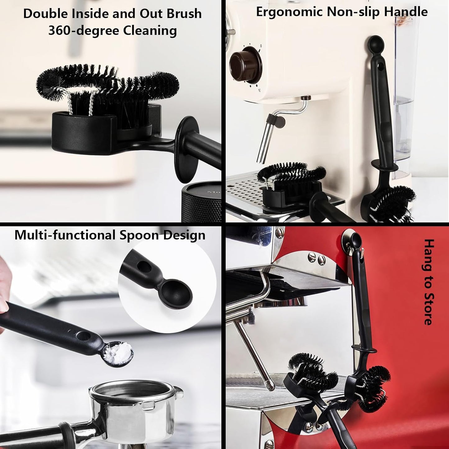 Espresso Coffee Machine Cleaning Brush Kit with Portafilter Cleaning Disc (Brush and Disc for 51mm Coffee Machine)