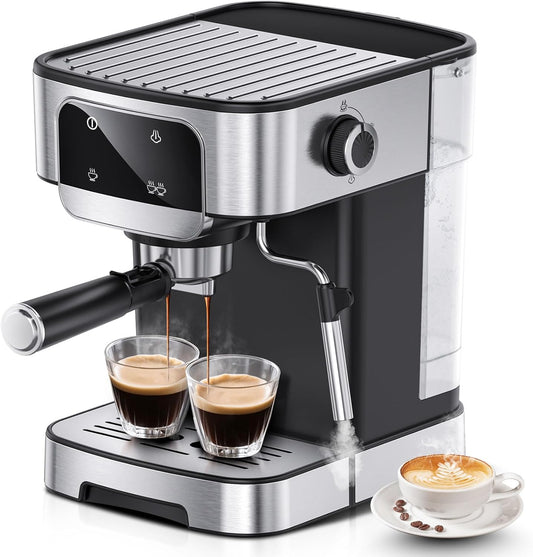 Espresso Machine 20 Bar, Professional Espresso Maker with Power Milk Frother，Compact Espresso Coffee Machine With LED Touch Screen for Home Latte, Cappuccino, 61OZ Removable Water Tank 2025