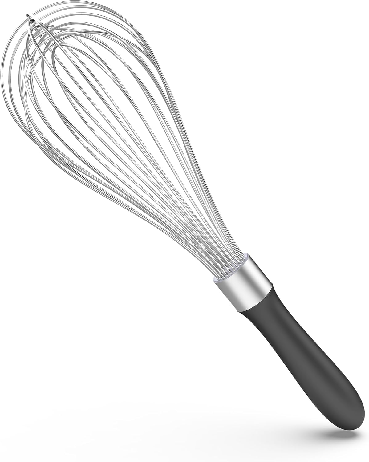 U-Taste Balloon Whisk for Cooking: 18/10 Stainless Steel Kitchen Wire Whisk, 12in Large Heavy Duty Egg Beater, Manual Mixing Tool with 12 High Flex Wires for Stirring, Blending Sauce (Black)
