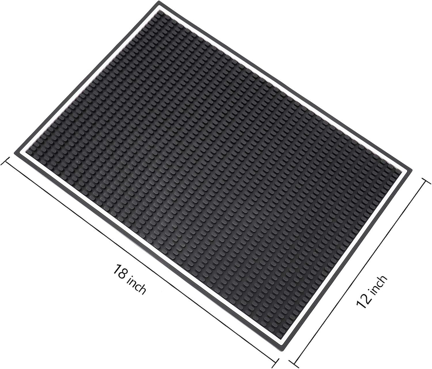 Jucoan 3 Pack Rubber Bar Mat for Countertop 18 x 12 Inch, 0.4 Inch Thicken Rubber Bar Service Mat, Non Slip Cocktail Drink Spill Mats for Bartender Bar Home, Dish Drying Mat for Kitchen