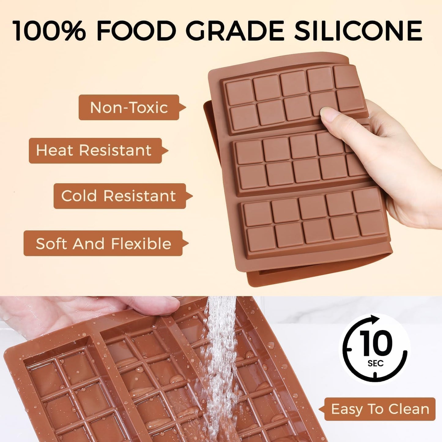 Chocolate Bar Mold - Non-Stick Chocolate Molds, Food Grade Silicone Deep Mold for Dubai Pistachio, Candy, Snacks