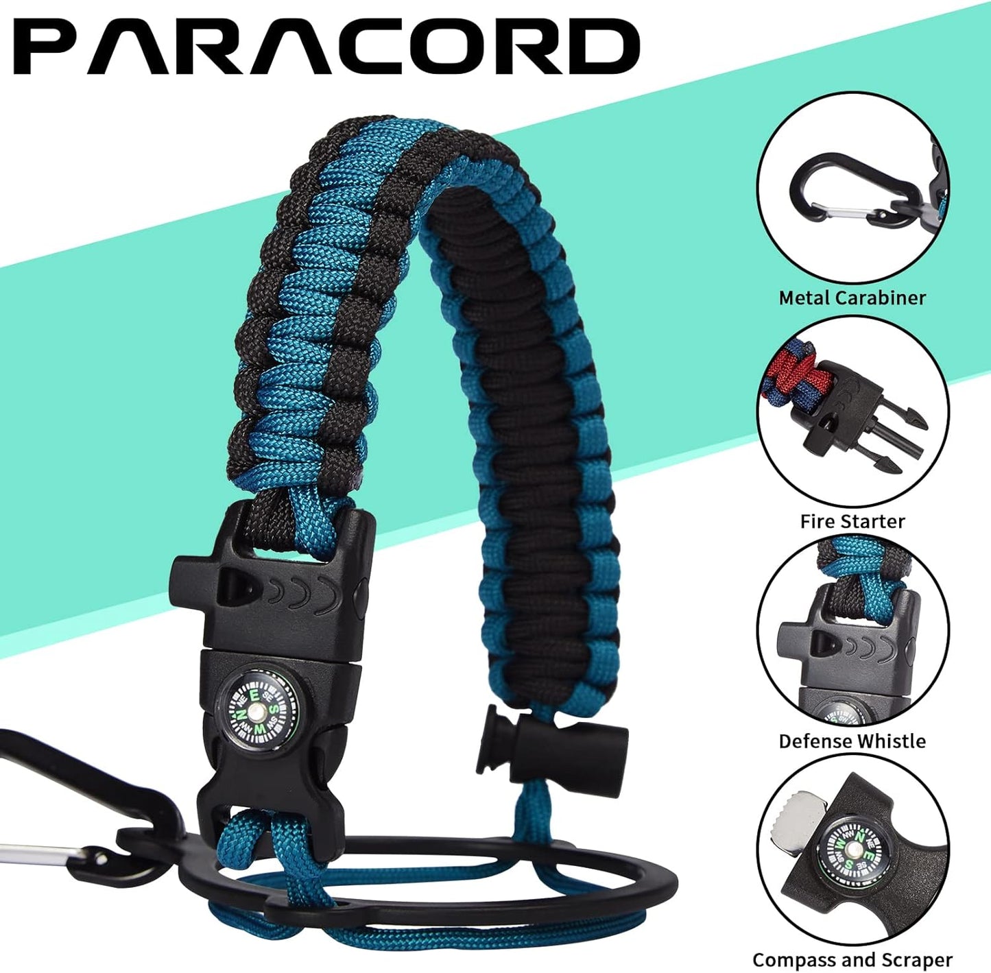 Half-gallon Insulated Water-Bottle with Straw - Stainless Steel Thermo Jug with Spout Straws Lids, Paracord Handle & Bottle Sleeve, 64OZ Vacuum Thermo Water Bottle for Camping Trip