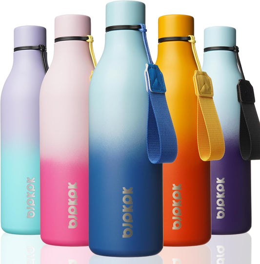 BJPKPK Insulated Water Bottles, 25 oz Stainless Steel Metal Water Bottle with Strap, BPA Free Leak Proof Thermos, Mugs, Flasks, Reusable Water Bottle for Sports & Travel, Sky