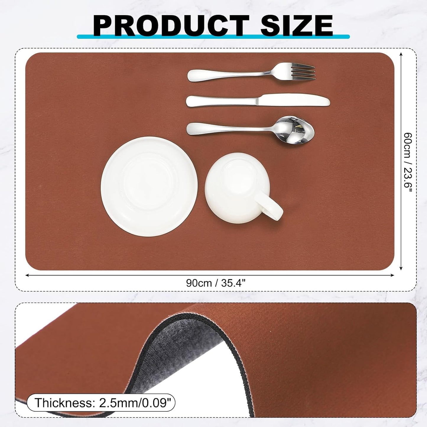 uxcell Silicone Mats for Kitchen Counter, 35.4" x 23.6" Non-Slip Countertop Protector Mat Heat Resistant Coffee Mat Waterproof Table Placemat, Brown