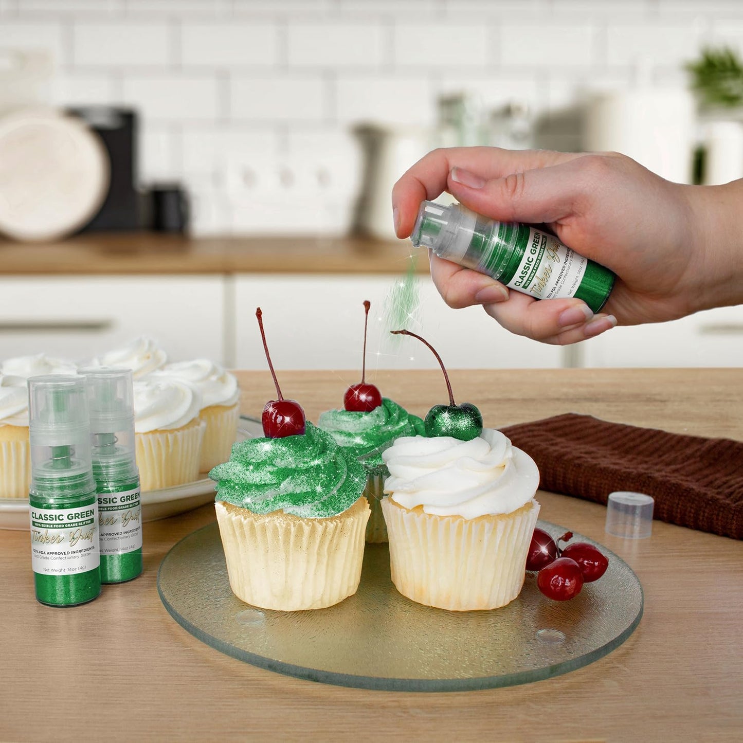 Bakell - Classic Green Tinker Dust (4g, 1x Mini Spray Pump) Edible Glitter for Food, Desserts, and Beverages!