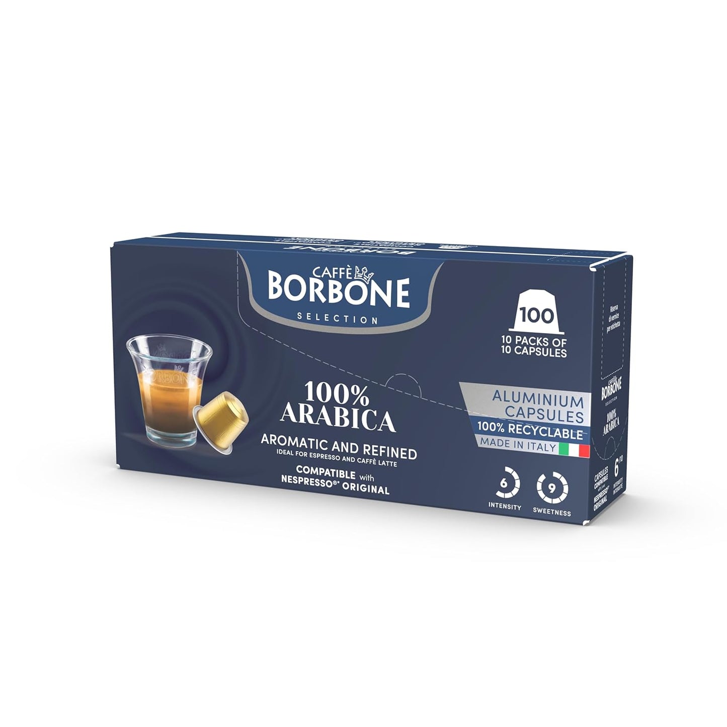 Caffe Borbone Aluminum Coffee Pods, 100% Arabica, Medium Roast, Aromatic and Refined, Genuine Italian Coffee - NOT compatible with Vertuo - 50 Count