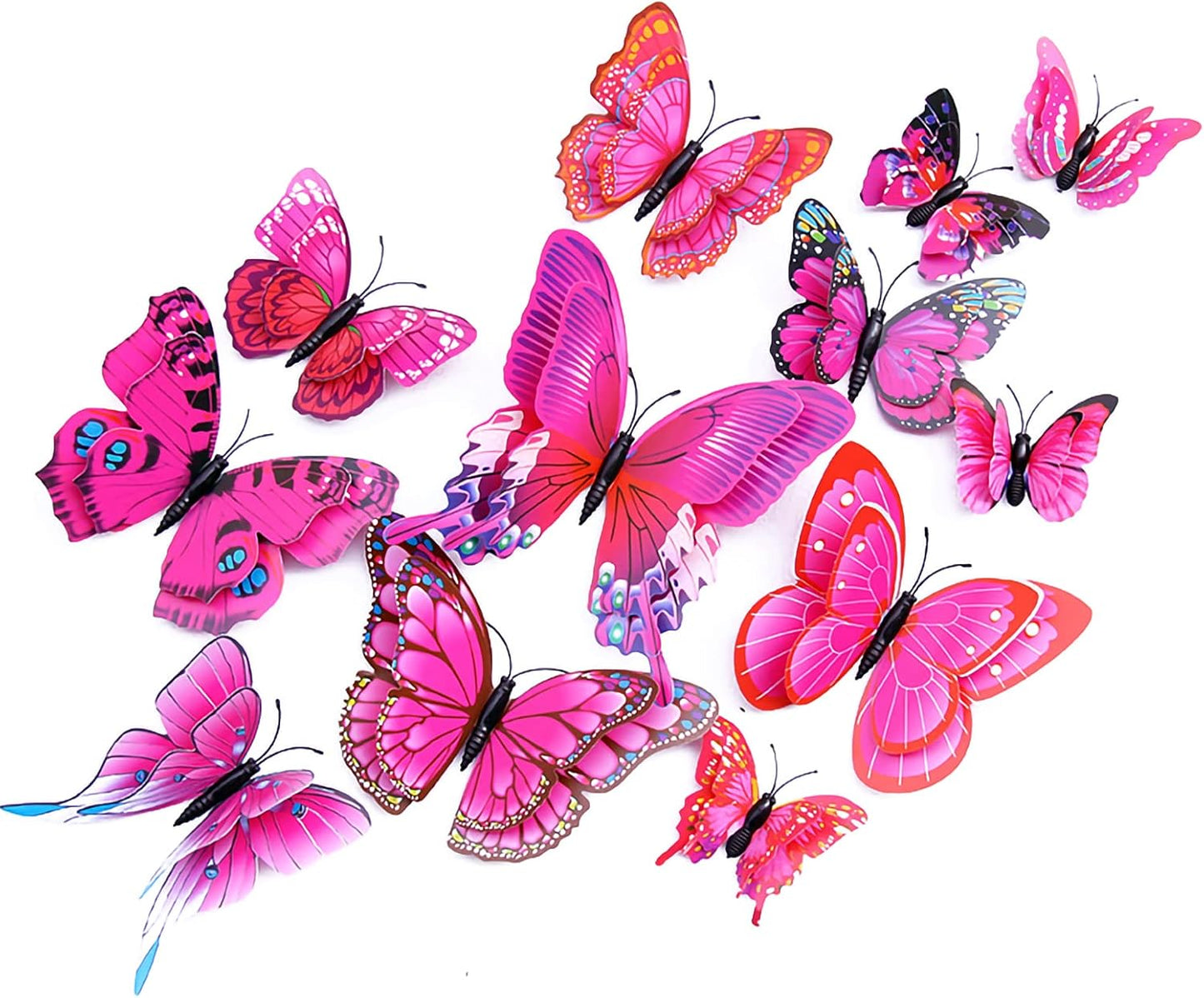Butterfly Wall Decor 24/48 PCS, 3D Butterflies Stickers for Party Decorations with Magnets (Purple&red, 48)