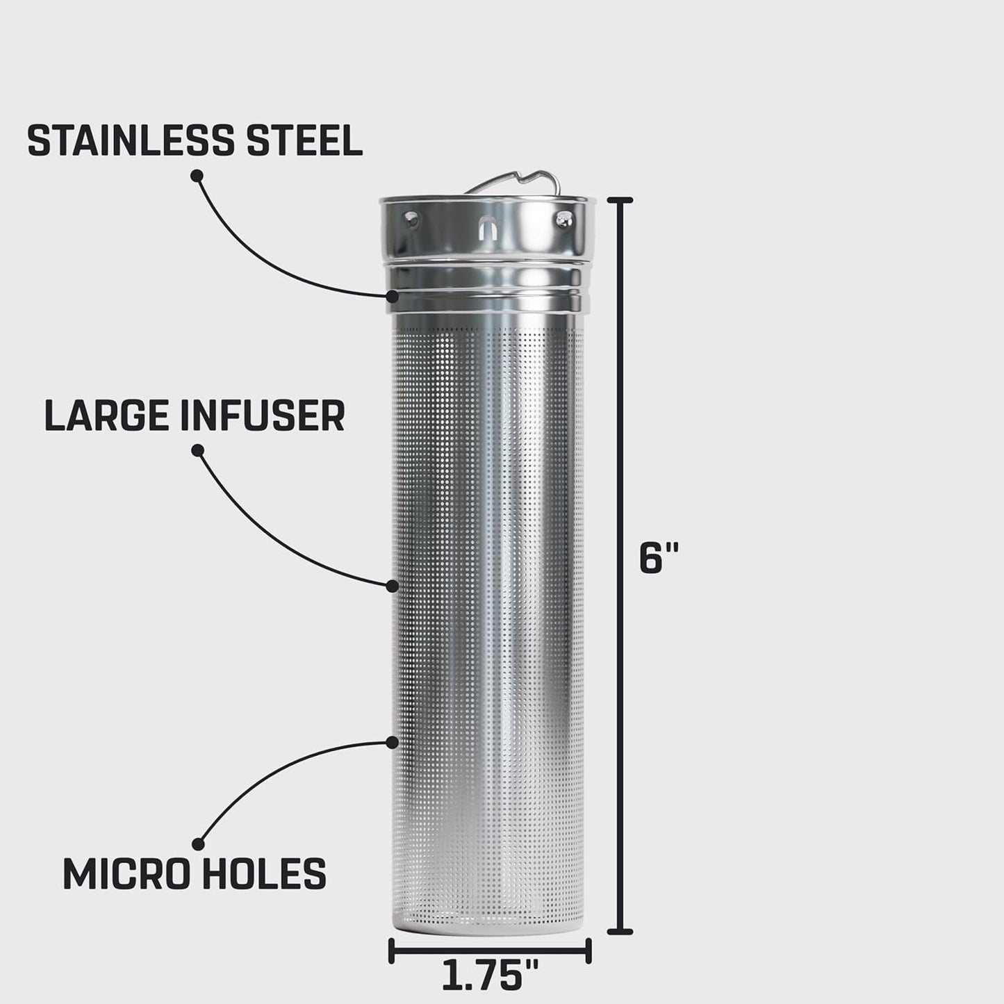 Vessence Stainless Steel Infuser - Extra Long Fine Mesh Filter for Loose Leaf Tea, Fruits or Ice | Compatible with Vessence Water Bottles