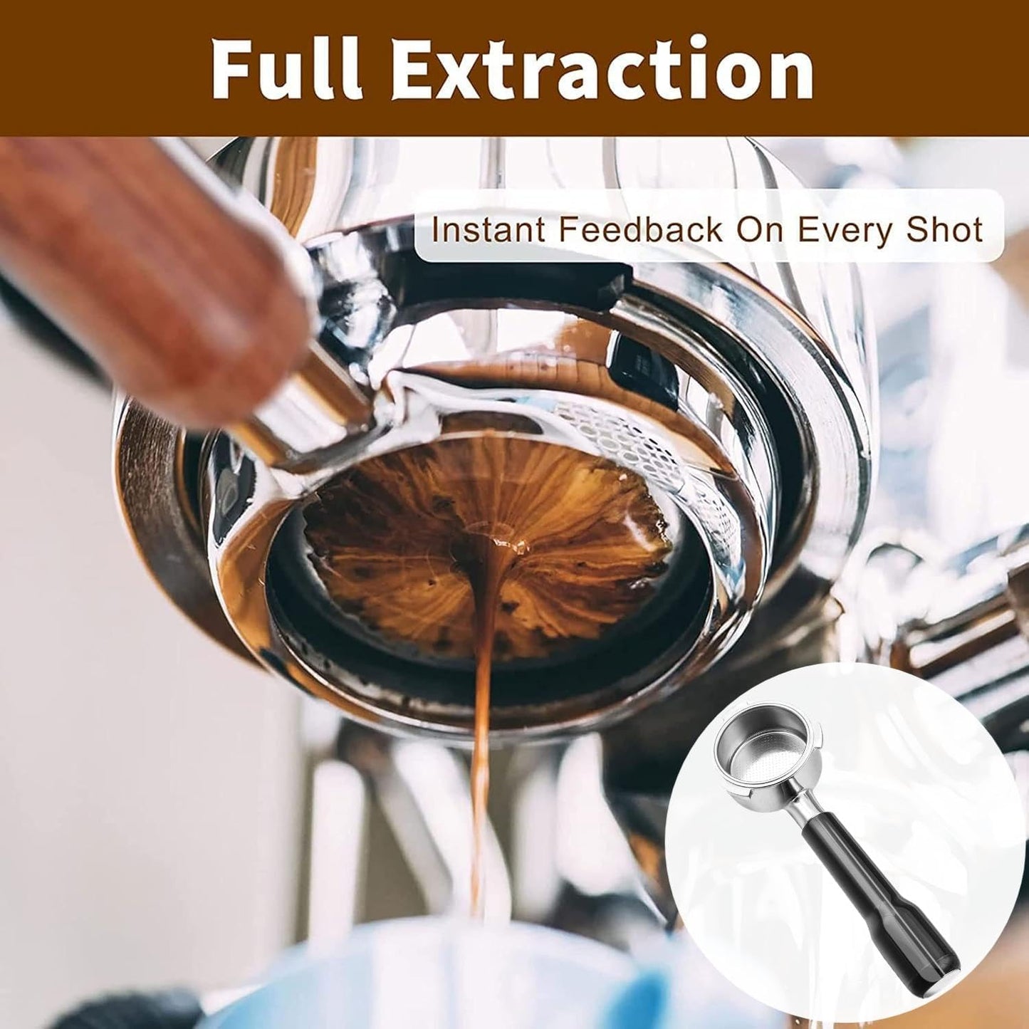 54mm Coffee Bottomless Portafilter, Compatible with Breville Barista Bes 870/878/880/876/840/810/500/450 Replacement Parts Bottomless Portafilter(Black)