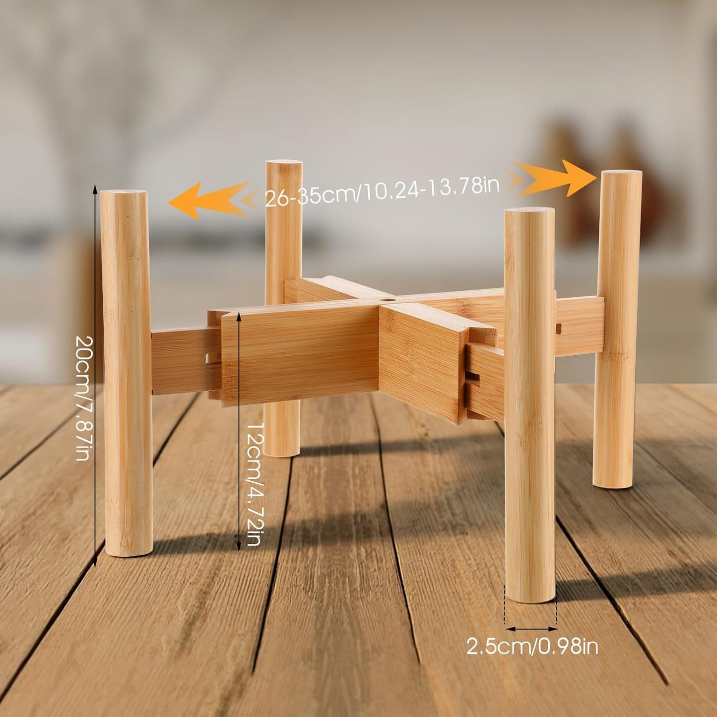 Bamboo Drink Dispenser Stand Adjustable Sideways to Fit 8-11 Inch Glass and Plastic Water Dispensers, Water Dispenser Holder for 1-2 Gallons Drinks Beverages Lemonades and Juices Jug Container